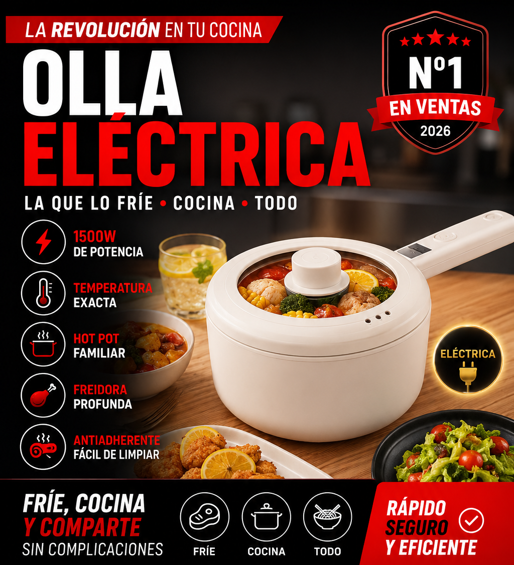CocinaFácil Pro® Olla Eléctrica multiuso