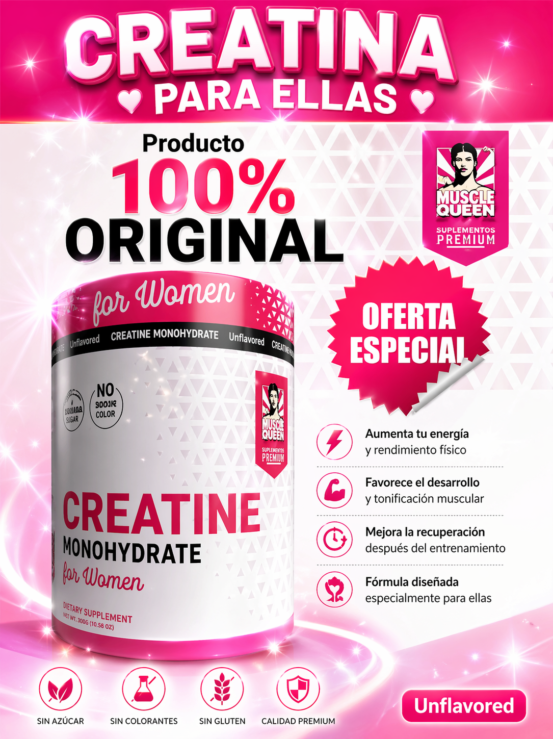 Creatina For Women™ Mas Fuerza, Energía y Músculos sin excusas