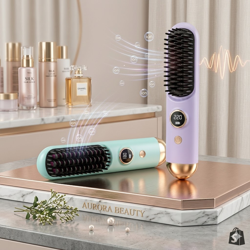 HairGlow® Cepillo Alisador Inalámbrico Premium