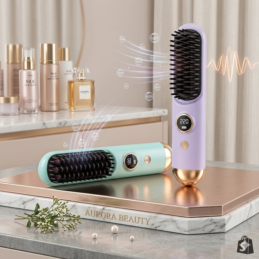 HairGlow® Cepillo Alisador Inalámbrico Premium